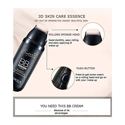 BIOAQUA BB Cream Thin Concealer Flawless Super Beautiful Face Bare Makeup Cover Pores Keep Your Skin Hydrated (#02 IVORY WHITE)