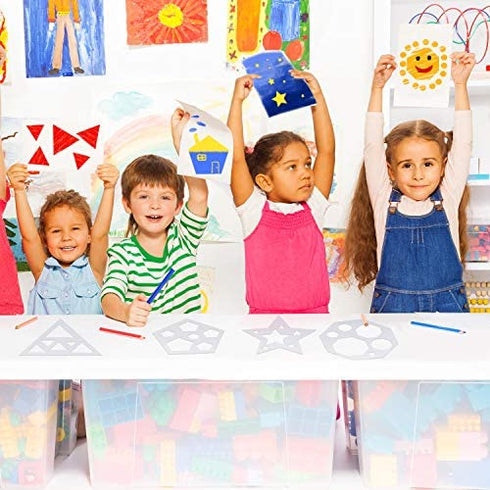 12 Pieces Chalk Stencils Set Sidewalk Plastic Stencils Drawing Stencil Template Geometry Shape Stencils for Arts and Crafts