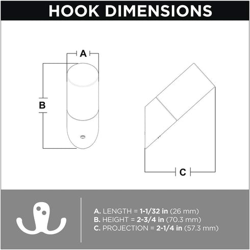 Franklin Brass B41615-PUW-B Modern Slant Hook, 2-1/4", Pine Unfinished & Pure White, 5 Pack