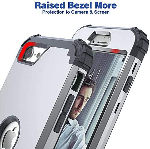 iPhone SE 3nd Generation Case with Screen Protector 2022, iPhone SE 2020 Case,IDweel 3 in 1 Shock Absorption Slim Heavy Duty Hard PC Cover Soft Silicone Bumper Full Body Durable Case,Silver