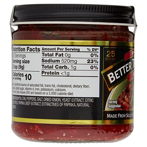 Better Than Bouillon Chili Base, Made from Select Roasted Chili Peppers & Spices, Blendable Base for Added Flavor, 8-Ounce Jar (Single)