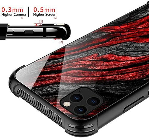 CARLOCA iPhone 11 Case,Black Red Wood Grain iPhone 11 Cases for Men Boys,Graphic Design Shockproof Anti-Scratch Hard Back Case for Apple iPhone 11 Wood Grain