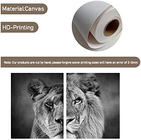 Black and White Theme Wild Animals Lioness Male lion female lion Wall Paintings Set of 2 Wall Art for Bedroom Wall Canvas Decor Wall Art Print Poster for Office Living Home Decor 8X10 inches No frame