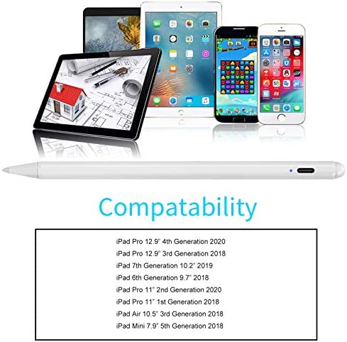 2022 iPad Pro 12.9-Inch 5th/4th/3rd Generation Stylus Pen with Palm Rejection, Active Stylus Plastic Tip Digital Smart Pencil for Apple iPad Pro 12.9" Good for Drawing and Writing