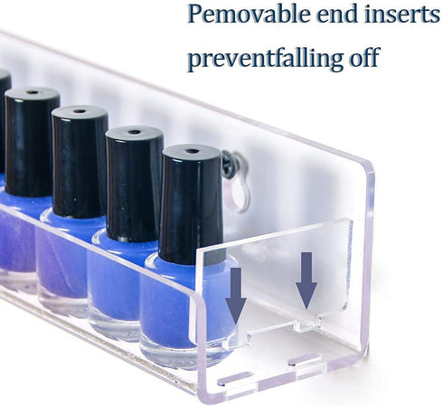 Coward 6 Piece Acrylic Nail Polish Organizer Rack Wall Mounted, Essential oil Display Stand, Alcohol ink Paint Storage Holder, displays 90 Bottles