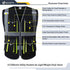 JKSafety 10 Pockets High Visibility Zipper Front Black Safety Vest with High Reflective Strips Meets ANSI/ISEA Standards (Medium, 88-Black)