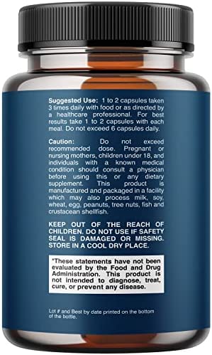 Pure Digestive Enzyme Capsules with Lipase Amylase Protease - Aids Digestive System Natural Immune System Booster - Breaks Down Carbohydrates Reduce Bloating Gas Digestive Enzymes Pills