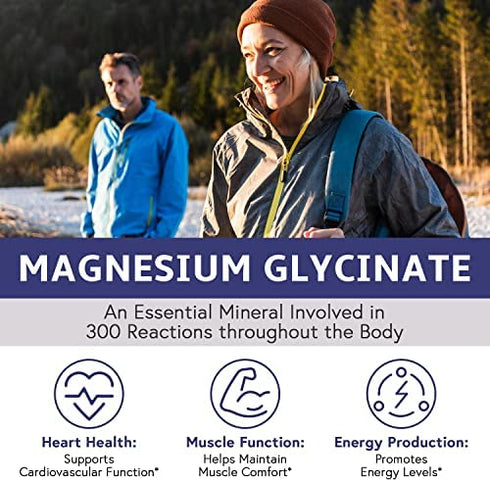 Elixeed Magnesium Glycinate, 300 mg of Elemental Magnesium, Chelated & Non-Buffered, Maximum Bioavailability, for Muscle, Bone & Nerve Health, Promotes Relaxation, 90 Tablets, Non-GMO & No Gluten