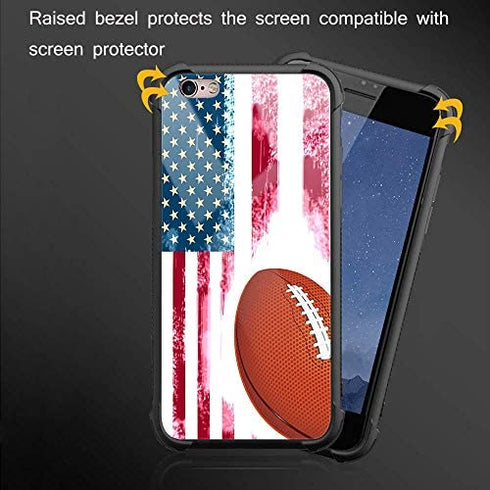 CARLOCA iPhone 6S Case,USA Football and Flag iPhone 6 Cases for Girls Boys,Graphic Design Shockproof Anti-Scratch Hard Back Case for Apple iPhone 6/6S