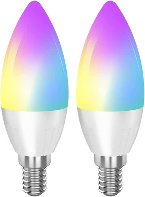 CMARS LED Smart Light Bulbs E12 Base, WiFi Smart Candelabra Bulb Compatible with Alexa Google Home IFTTT, Dimmable and RGB Color Changing Light Bulb, 320 lm 35w Equivalent (2.4 Ghz only) 2 Pack