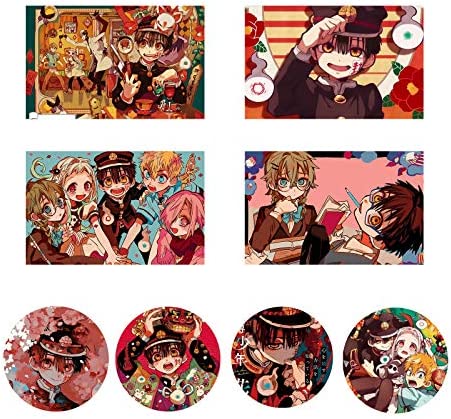 Toilet-Bound Hanako Kun Gift Sets, Drawstring Bag Pillow Cover Stickers Necklace Round Pins Phone Holder Keychain (Color A)