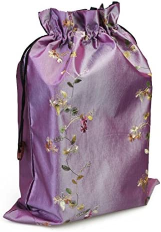 kilofly Embroidered Silk Jacquard Travel Bag, Lingerie & Shoes, Value Set of 3