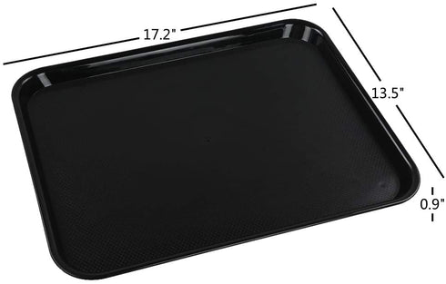 Ramddy Black Serving Trays, Plastic Fast Food Trays, Set of 4