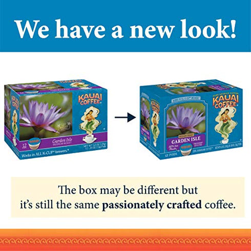 Kauai Coffee Single-Serve Pods, Garden Isle Medium Roast 100% Arabica Coffee from Hawaii’s Largest Coffee Grower, Compatible with Keurig K-Cup Brewers - 12 Count