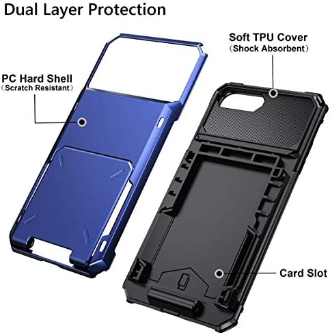 Vofolen Case for iPhone 8 Plus Case Wallet Card Holder ID Slot Anti-Scratch Dual Layer Protective Bumper Rugged TPU Rubber Armor Hard Shell Cover for iPhone 6 Plus 6s Plus 7 Plus 8 Plus Navy Blue