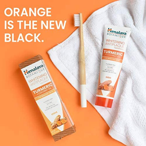 Himalaya Whitening Antiplaque Toothpaste with Turmeric + Coconut Oil for Brighter Teeth, 4 oz