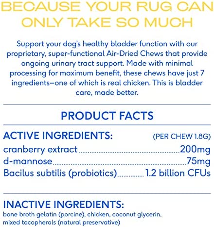 Native Pet Dog UTI Treatment | Cranberry Chews for Dogs and Cat UTI | Bladder Control for Dogs | Dog Urinary Tract Infection Treatment | UTI Medicine for Dogs | Dog Cranberry Supplement | 60 Chews