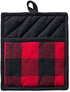 DII Buffalo Check Kitchen Collection, Classic Farmhouse Kitchen Set, Potholder, Red & Black, 2 Piece