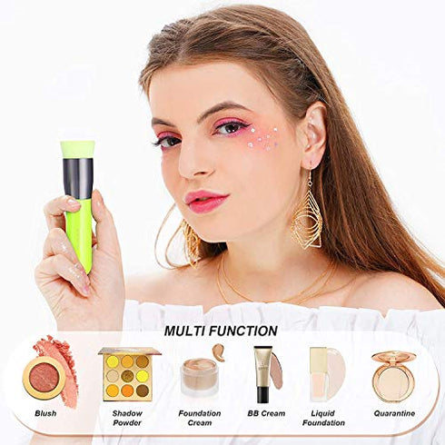 Foundation Brush Docolor Flat Top Kabuki Foundation Professional Synthetic Makeup Brush Perfect for Blending Liquid Cream or Powder Cosmetics Full Coverage Face & Body Brush Premium Makeup Tools, Neon Green