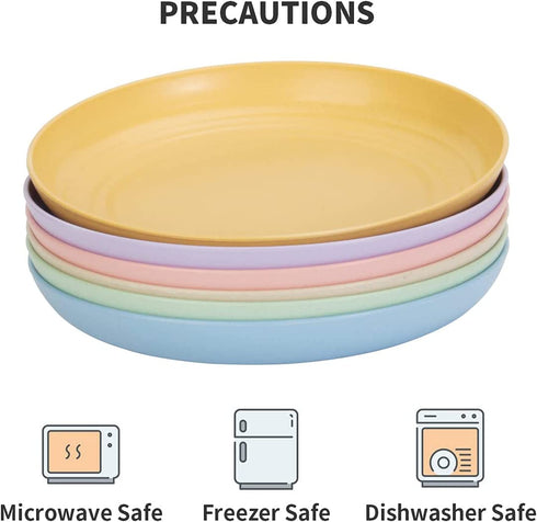 6 PACK 10 Inch Lightweight Wheat Straw Plates, SGAOFIEE Unbreakable Wheat Straw Plates, Reusable Plate Set, Dishwasher & Microwave Safe, Healthy for Kids Children & Adult