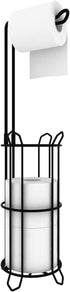 Minggoo Freestanding Bathroom Toilet Paper Holder Stand and Dispenser -Bathromm Storage Organization-Holds 4 Rolls -Metal Wire Black