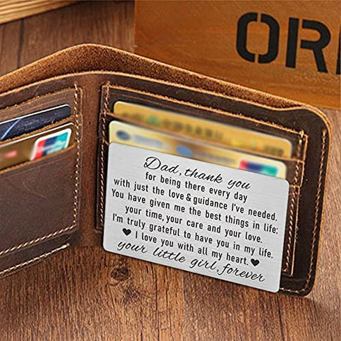 Laluminter Dad Gifts from Daughter, Thank You Dad Engraved Wallet Card Inserts, Father Fathers Day Christmas Keepsake