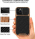 TENDLIN Compatible with iPhone 12 Pro Max Case Wood Grain with Carbon Fiber Texture Design Leather Hybrid Case Black
