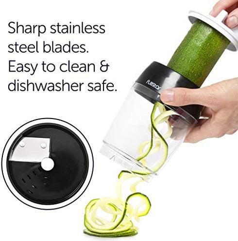 Fullstar Vegetable Spiralizer Vegetable Slicer - 4 in 1 Zucchini Spaghetti Maker Zoodle Maker Veggie Spiralizer Adjustable Handheld Spiralizer Zucchini Noodle Maker Zucchini Spiralizer with Container