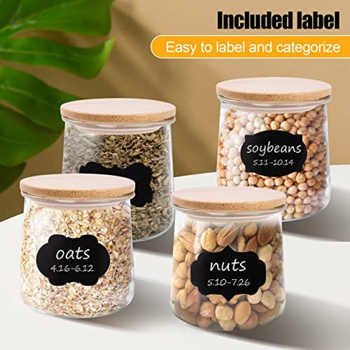 Jar Lids for Oui Yogurt Jars- 8 Pack Set Natural Bamboo Wood Oui Lids with Labels & Silicone Sealing Rings, Eco-friendly Yogurt Bottle Recycle Replacement Cap Glass Jar Canning Lids