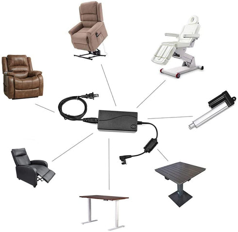 Universal Lift Chair or Power Recliner AC/DC Switching Power Supply Transformer Compatible with All Recliners 29V 2A Adapter for Lift Chair or Power Recliner(US Plug & Motor Cable Included)