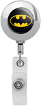 Batman Classic Bat Shield Logo Retractable Reel Premium Metal Chrome Badge ID Card Holder Clip
