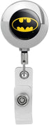 Batman Classic Bat Shield Logo Retractable Reel Premium Metal Chrome Badge ID Card Holder Clip