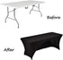 Spandex Table Cover 5 ft. Fitted Polyester Tablecloth Stretch Table Cover Table Topper Open Back - Black