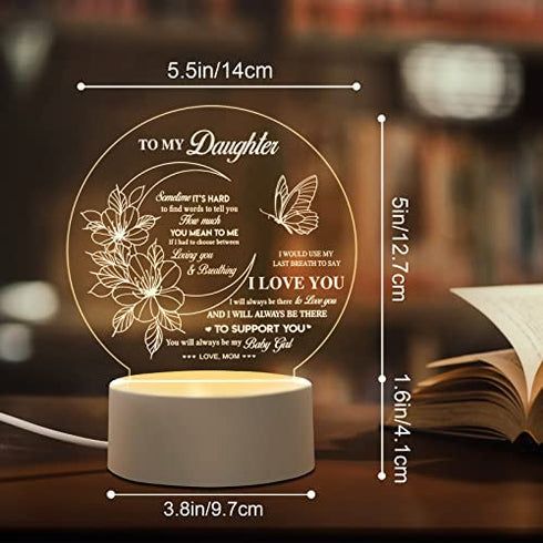 BeneCharm Daughter Gifts from Mom - Christmas Gifts for Daughter, to My Daughter Birthday Graduation Wedding Gifts - Personalized Acrylic Night Light Gifts for Daughter from Mothers
