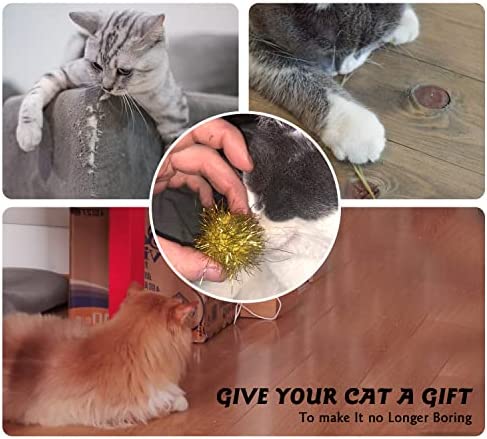 Rimobul 50PCS 1.5 INCH Sparkly Cat Toys Extra Large Cat's Favorite Chase Glitter Ball Toy Sparkle Pom Pom Balls