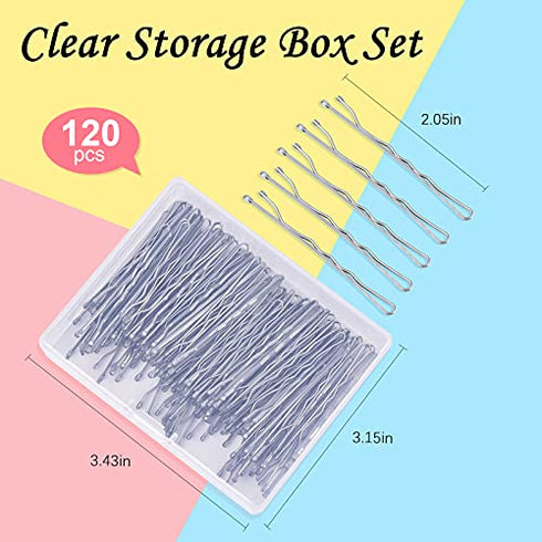 Silver Bobby Pins,MORGLES 120Pcs Bobby Pins for Gray Hair Bob Pins Bulk Secure Hold Hair Pins with Box, (Silver,2 Inches)