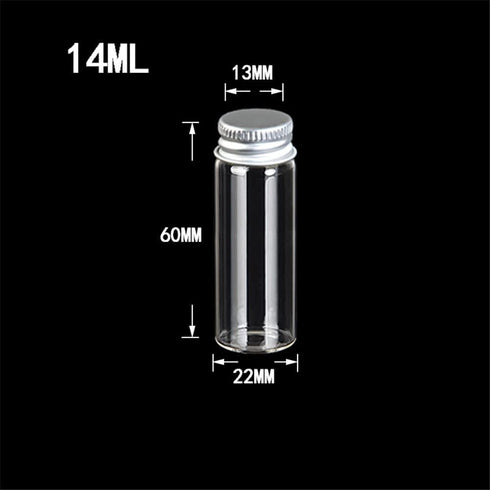 24units 14ml Mini Jars Crafts Glass Bottles with Aluminium Cap Liquid Pill Powder Ornament Bottles Empty Glass Vials Jars (24, 14ml)