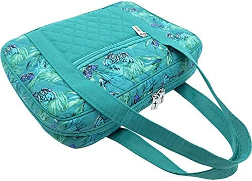 DIWI Quilted Bible Cover Extra Large Sizes 11.25 X 8.25 X 2.75 Inches Bible Tote Good Book Case Teal Color (XL, C2 Butterfly Green)