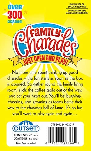 Family Charades Card Game by Outset Media - Travel Friendly Family Charades Game - Includes Over 300 Charades - Perfect for Parties, Vacations, and Holidays - Ages 8+