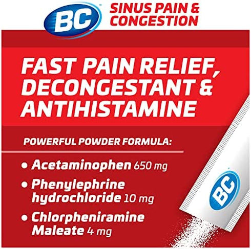 BC Powder Sinus Pain & Congestion Relief, Dissolve Packs, 4 Individual Packets, 6 Pack