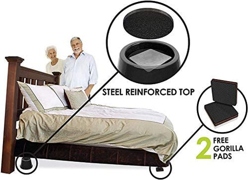 Slipstick CB676 3 Inch Incline Bed Risers for Acid Reflux, Pain, and Breathing Relief (Set of 2 Medical Risers and 2 GorillaPads) Raises / Elevates Head of Bed