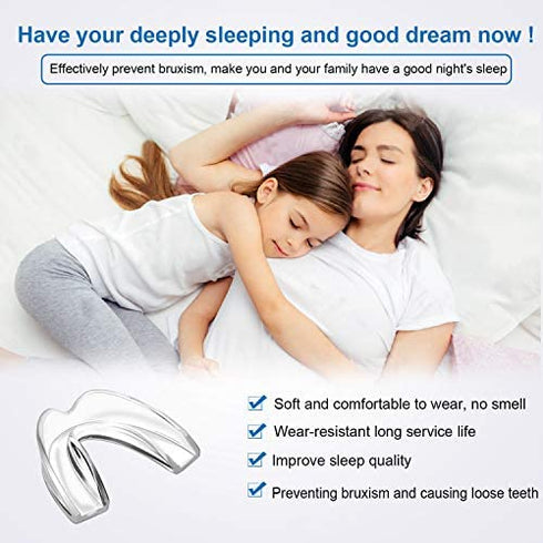 Kids Mouth Guard for Grinding Teeth, Pack of 4 Night sleep Teeth Guards, Eliminates TMJ & Teeth Clenching, Stops Bruxism, Teeth Whitening Tray , Sport Athletic Mouth Guard (kid Size only fit for kids)