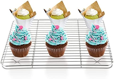 P&P CHEF Cooling Rack Pack of 2, Stainless Steel Small Cooking Rack for Cooling Baking Roasting Grilling Drying, Rectangle 9.7'' x 7.3'' x 0.6'', Fits Small Toaster Oven, Oven & Dishwasher Safe