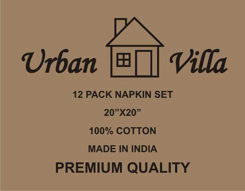 Urban Villa,Buffalo Check Plaid, Premium Quality, Dinner Napkins, 100% Cotton, Set of 12, Size 20X20 Inch, Blue/White Oversized Cloth Napkins with Mitered Corners, Ultra Soft, Durable Hotel Quality