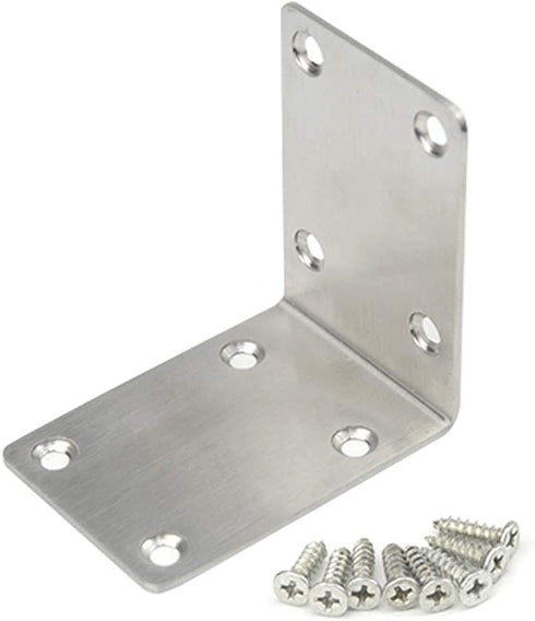 TOVOT 4 PCS 2.68 inch X 2.68 inch Stainless Steel Shelf Support Brace Corner Angle Brackets Angle Code w/Screws for Wooden Furniture