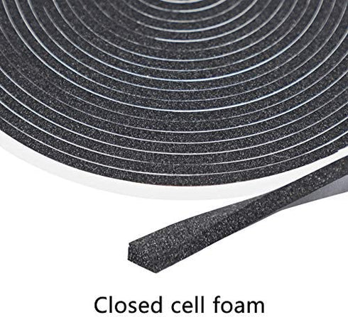 Yotache Foam Tape 3 Strips Total 50 Feet Long 1/4 Inch Wide X 1/8 Inch Thick, Weather Stripping for Doors and Window High Density Foam Seal Tape Sliding Door Weather Strip, 3 X 16.5 Ft Each