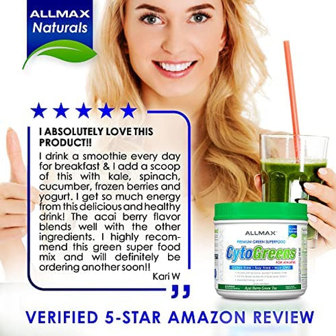 ALLMAX Nutrition - Cytogreens Super Greens Powder, Infused with Spirulina, Spinach & Barley Grass, Supports Immune Health and Digestive Function, Vegan Friendly, 125 Grams
