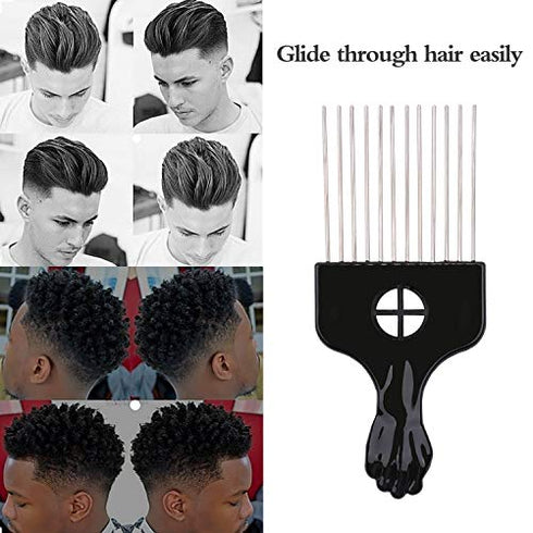 Afro Pick, Hair Pick, Metal Pick Comb, Detangle Wig Braid Hair Styling Comb, Hair Comb Pick(1 pack)