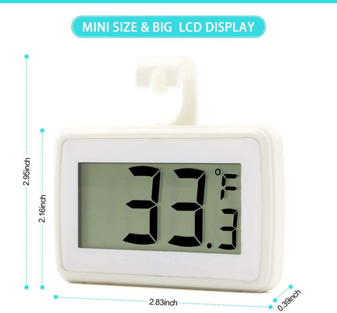 6 Pack Digital Refrigerator Thermometer, Waterproof Freezer Room Thermometer,High Precision Fridge Alarm Thermometer with Hook for Kitchen Home,°C/°F Convertible
