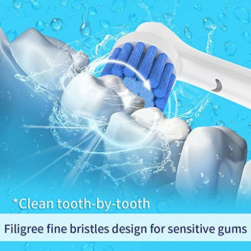 8 Pack Sensitive Gum Care Replacement Brush Heads Compatible with Oral b Braun Electric Toothbrush. Soft Bristle for Superior and Gentle Clean